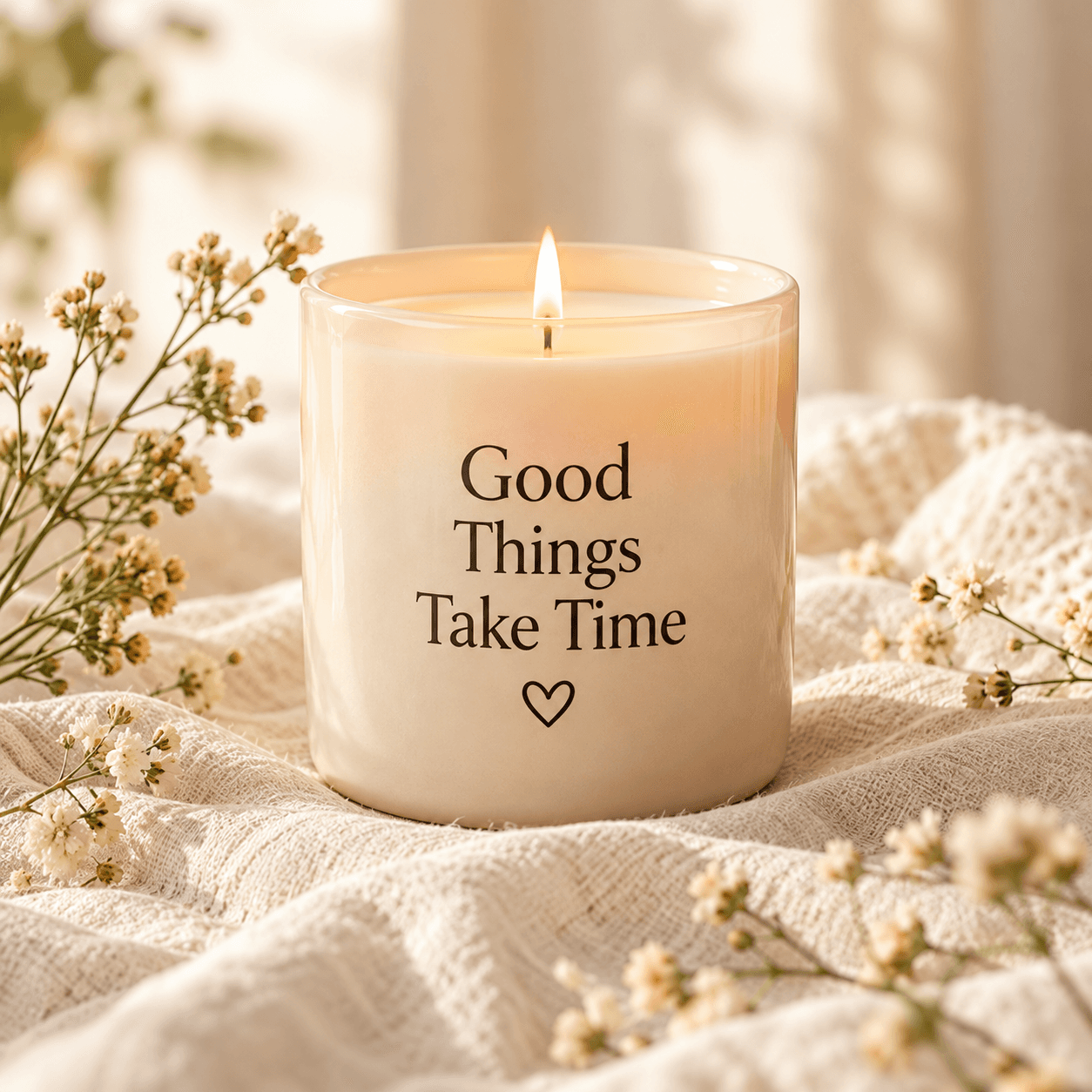 Good Things Take Time candle